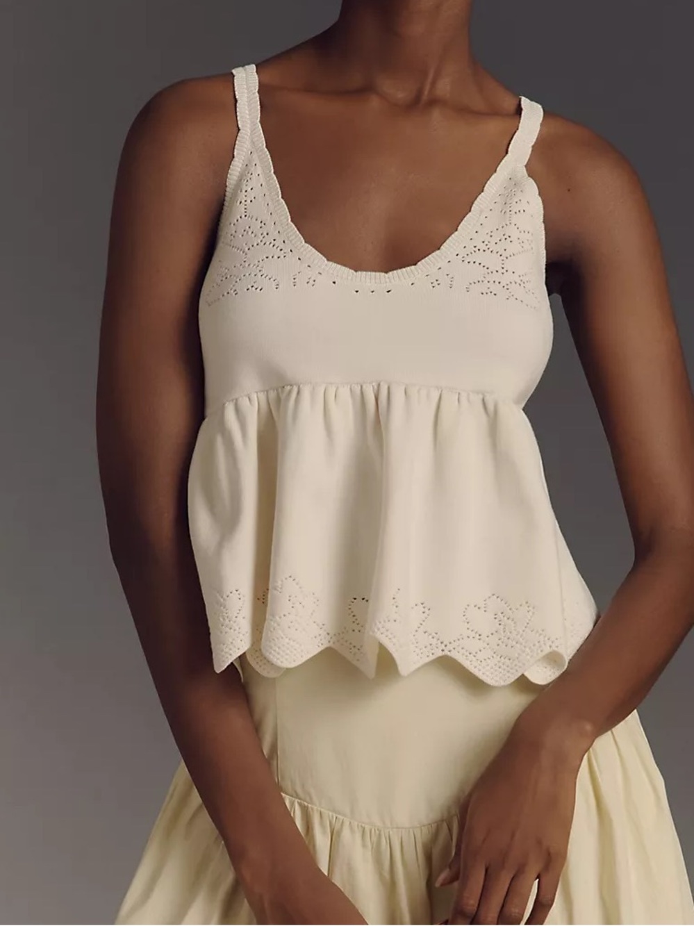 Anthropologie Scalloped Babydoll Pointelle Sweater Tank